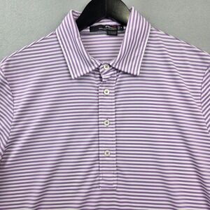 RLX Ralph Lauren Mens Purple Striped Performance Golf Polo Shirt Size M